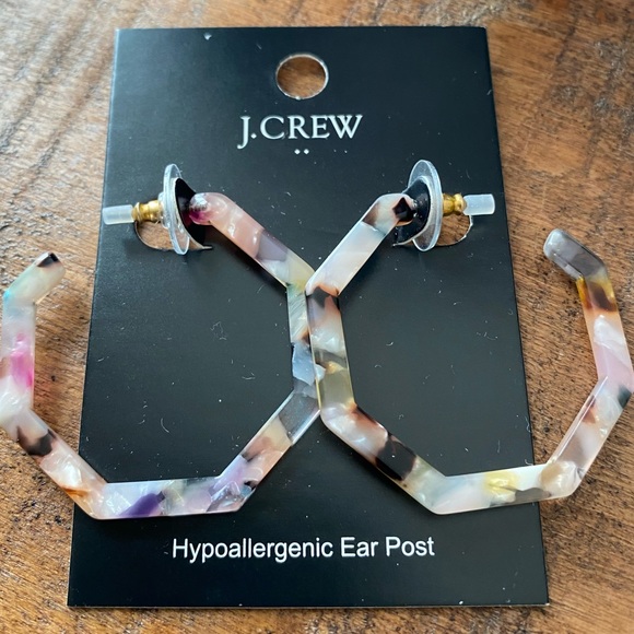 J. Crew Tortoise multi color hexagon earrings. - Picture 4 of 8